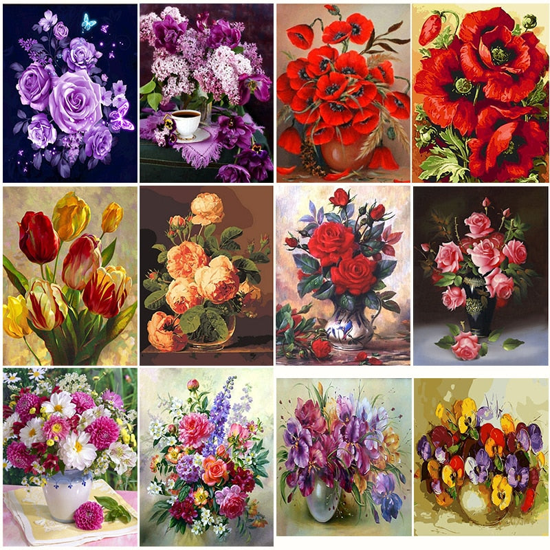 Kit Pintura Numerada - Flores Realista