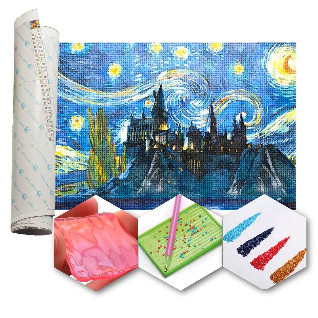 Kit Arte com Diamante - Hogwarts Noite Estrelada