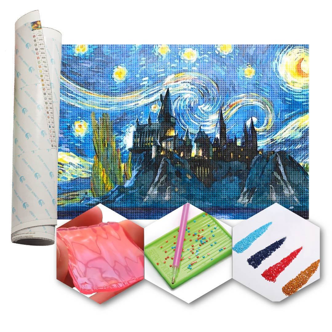 Kit Arte com Diamante - Hogwarts Noite Estrelada