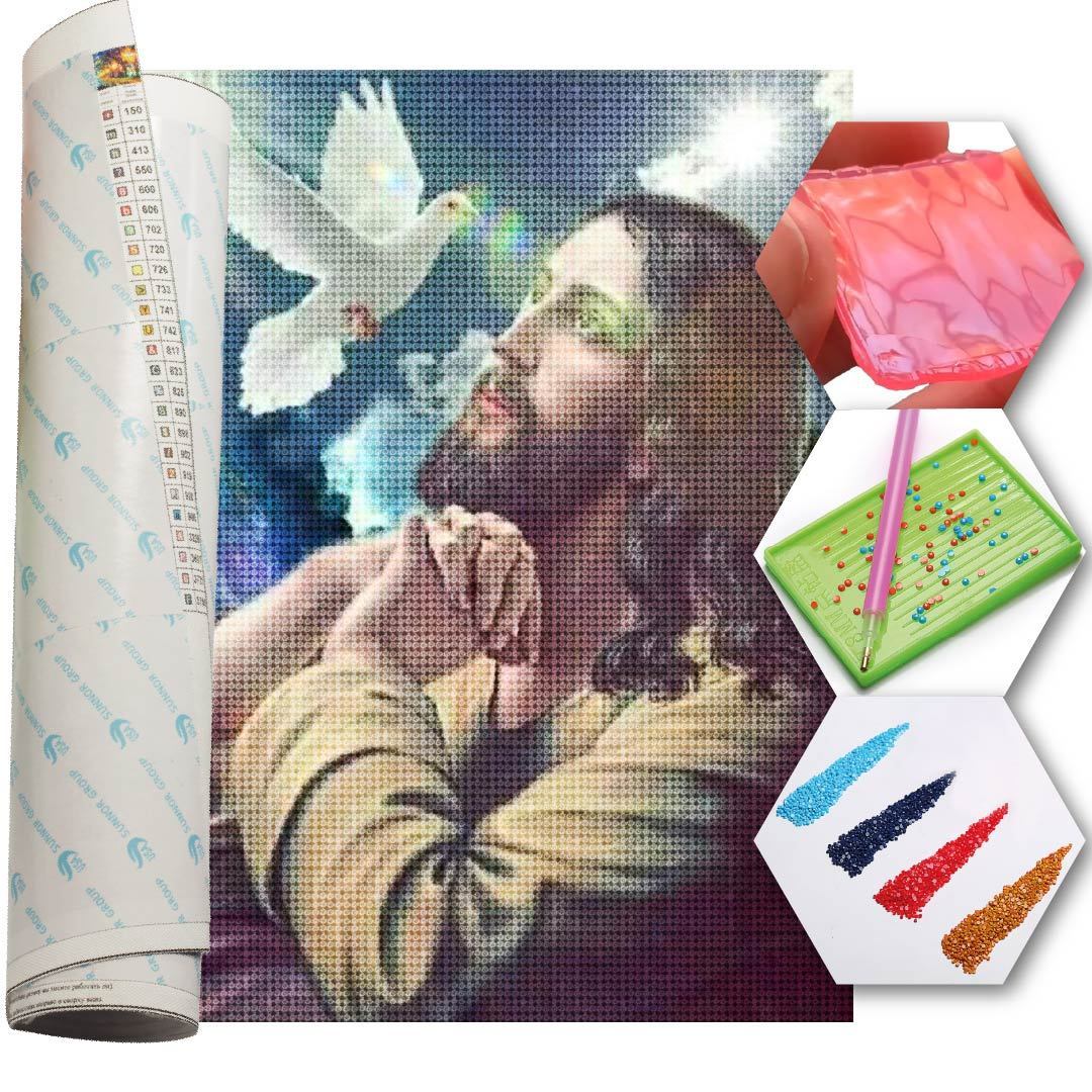 Kit Arte com Diamante - Jesus e Paz