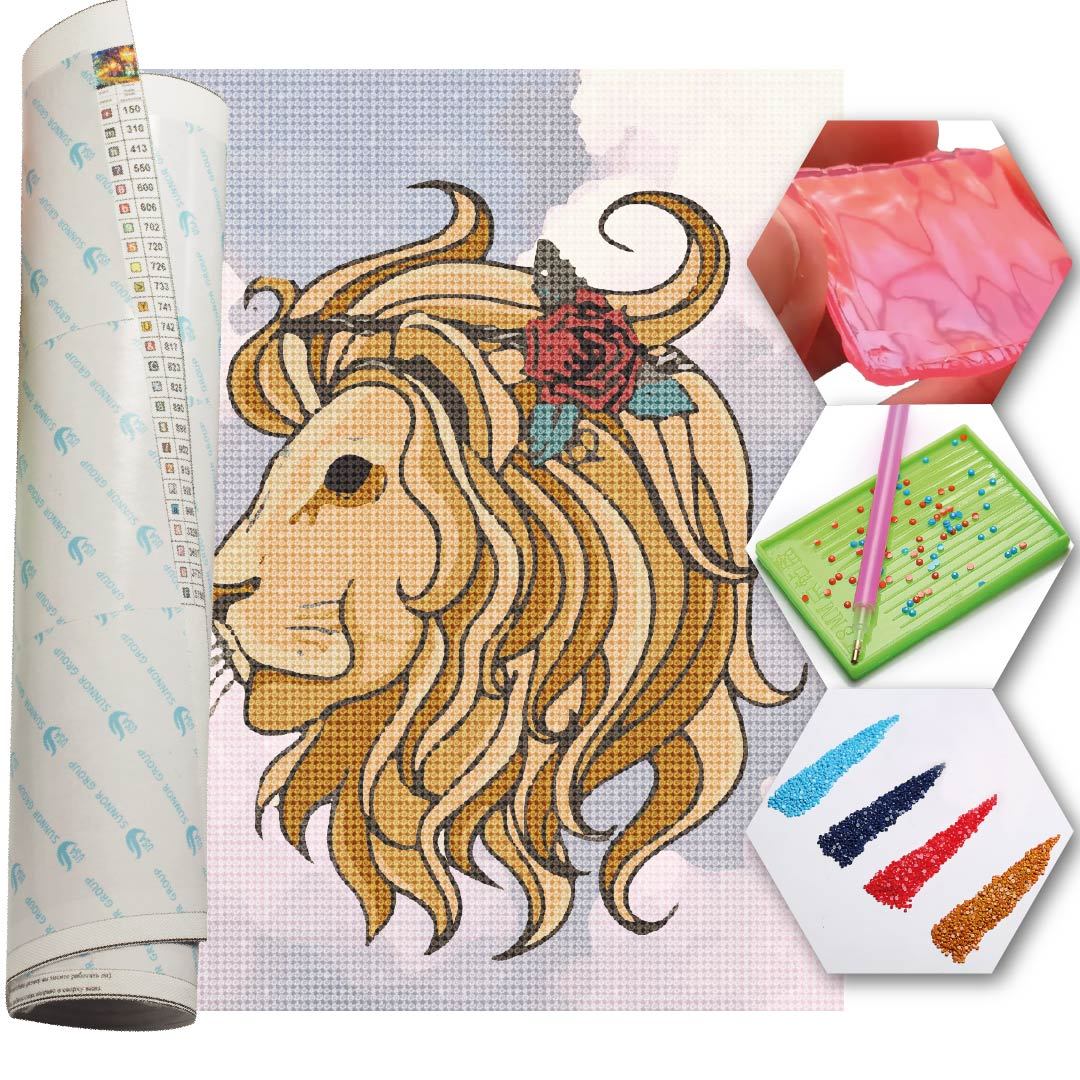 Kit Arte com Diamante - Leão