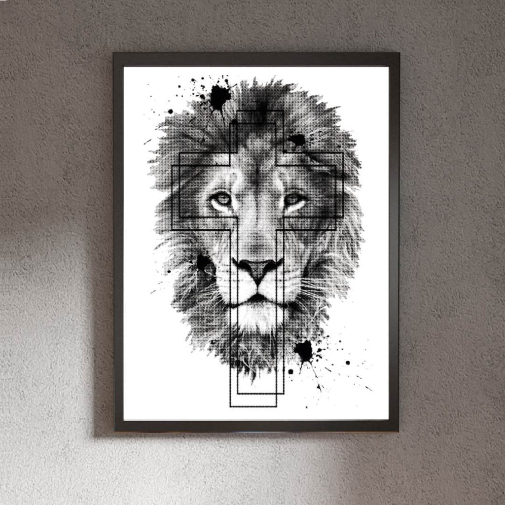 Kit Arte com Diamante - Leão com Cruz