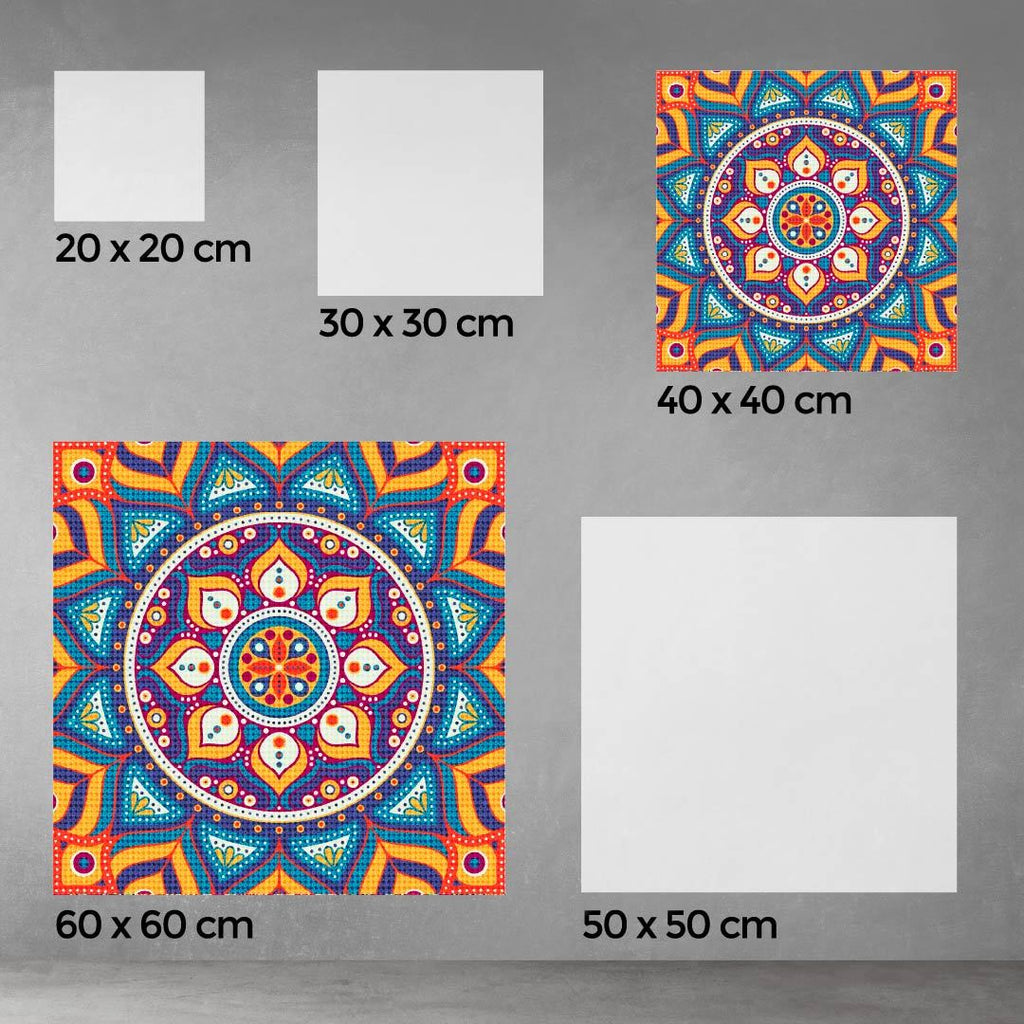 Kit Arte com Diamante - Mandala Amarela com Azul