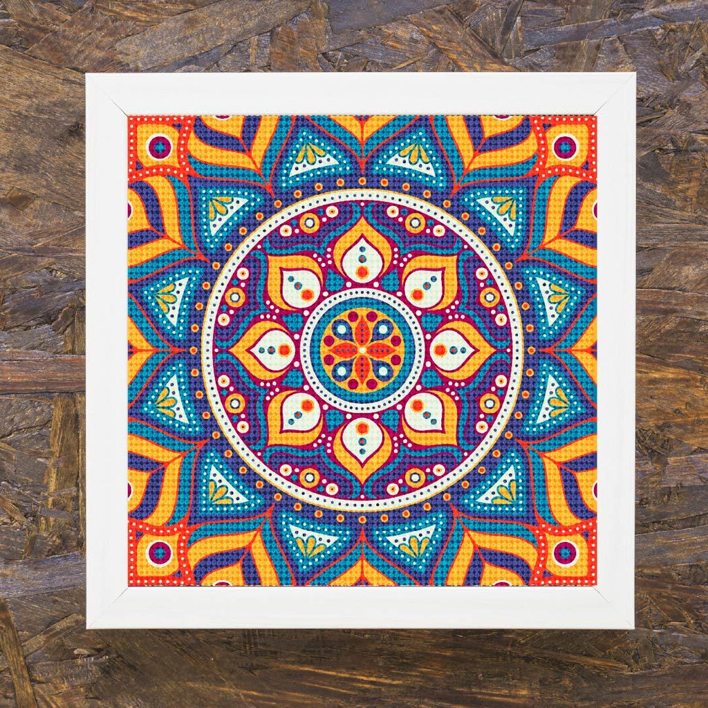 Kit Arte com Diamante - Mandala Amarela com Azul
