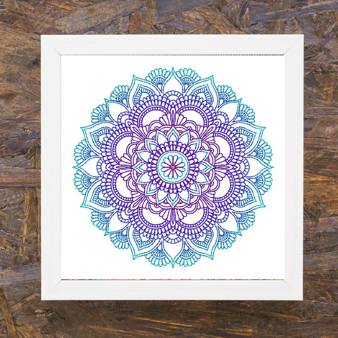 Kit Arte com Diamante - Mandala Degradê de Azul
