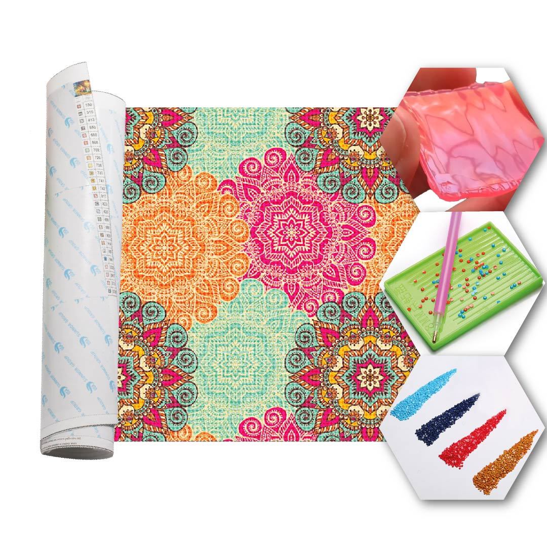 Kit Arte com Diamante - Mandala Estampa Quadrada