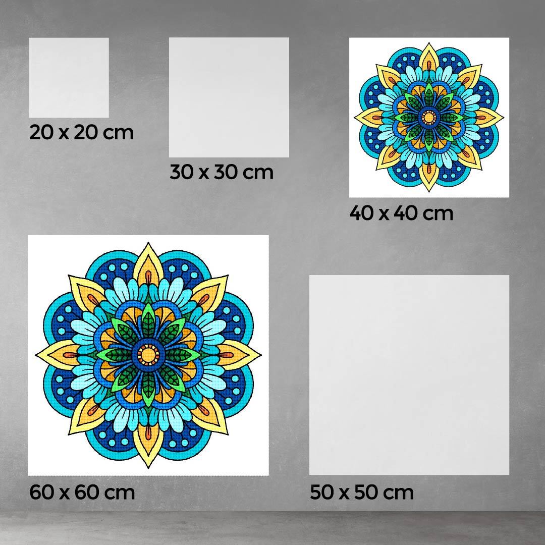 Kit Arte com Diamante - Mandala Flor Azul