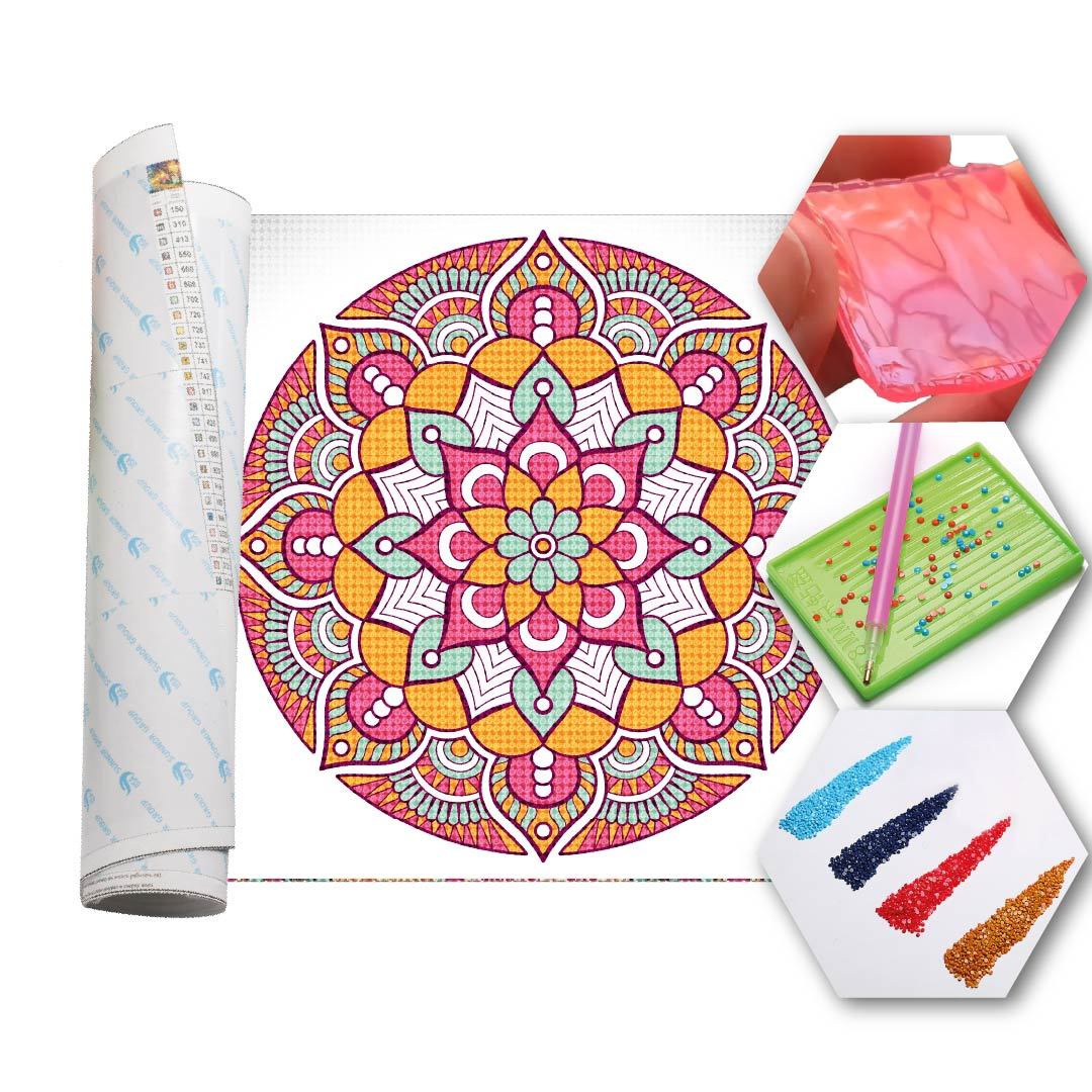 Kit Arte com Diamante - Mandala Laranja