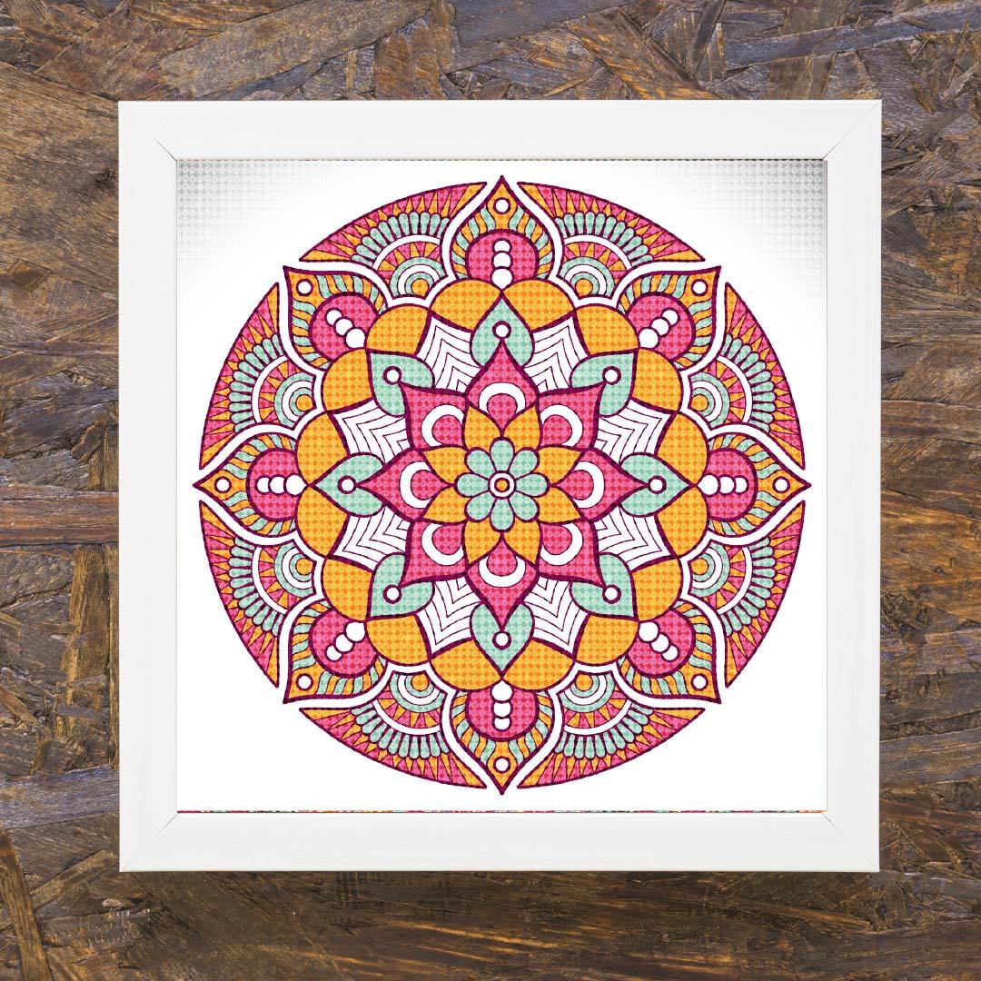 Kit Arte com Diamante - Mandala Laranja