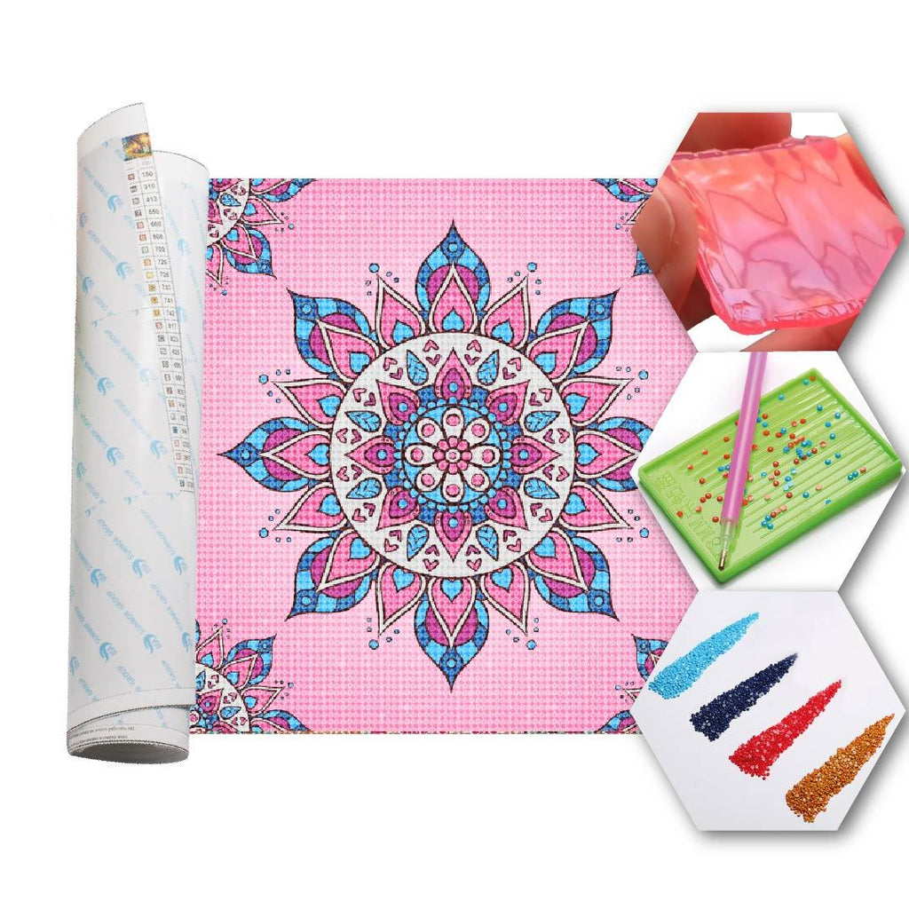 Kit Arte com Diamante - Mandala Rosada