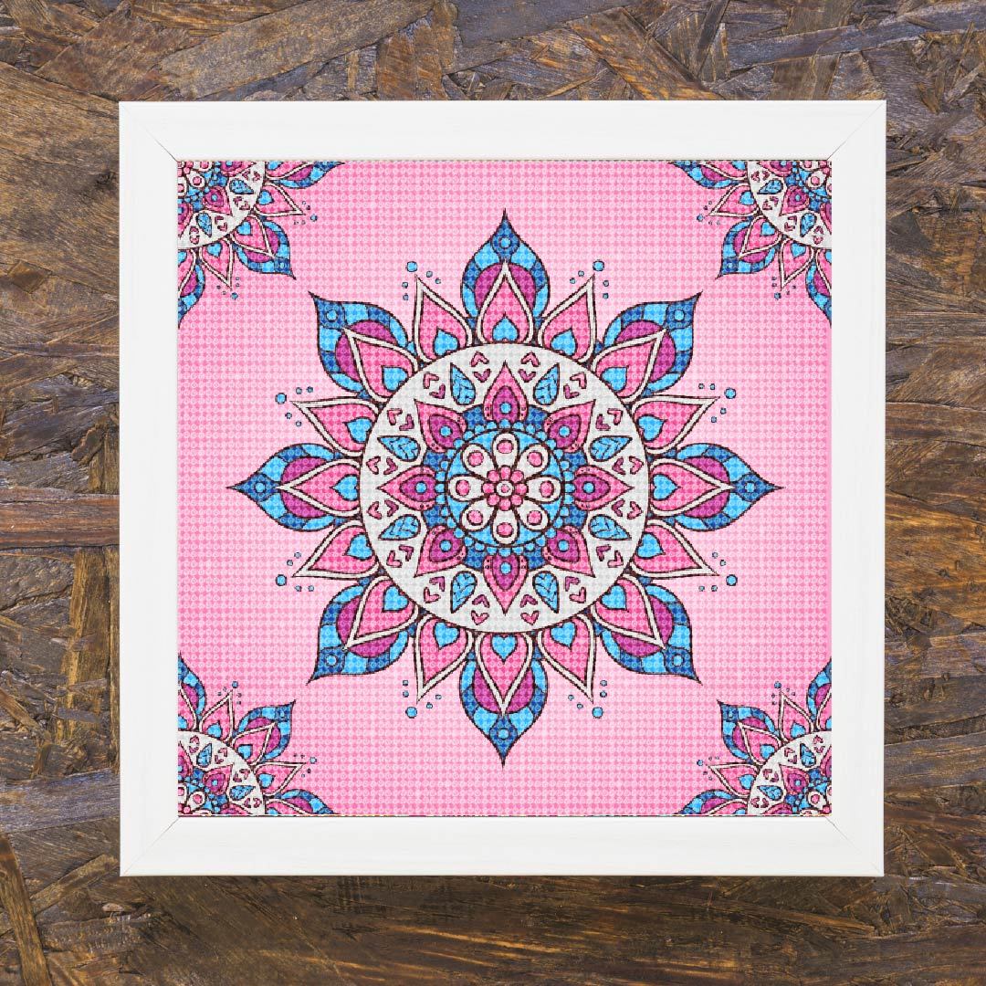 Kit Arte com Diamante - Mandala Rosada