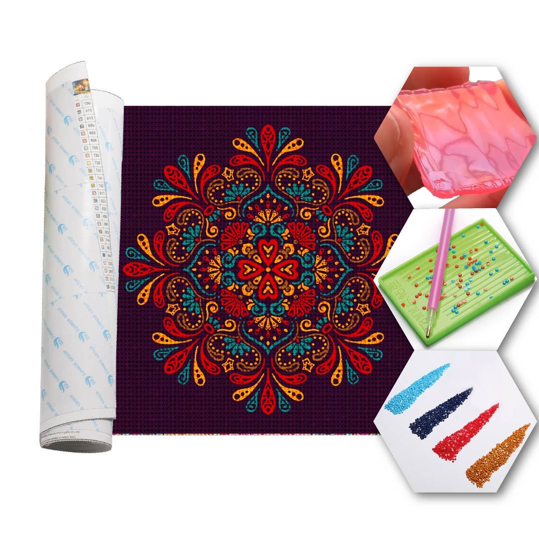 Kit Arte com Diamante - Mandala Roxa