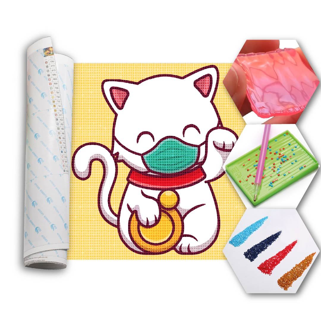 Kit Arte com Diamante - Maneki Neko
