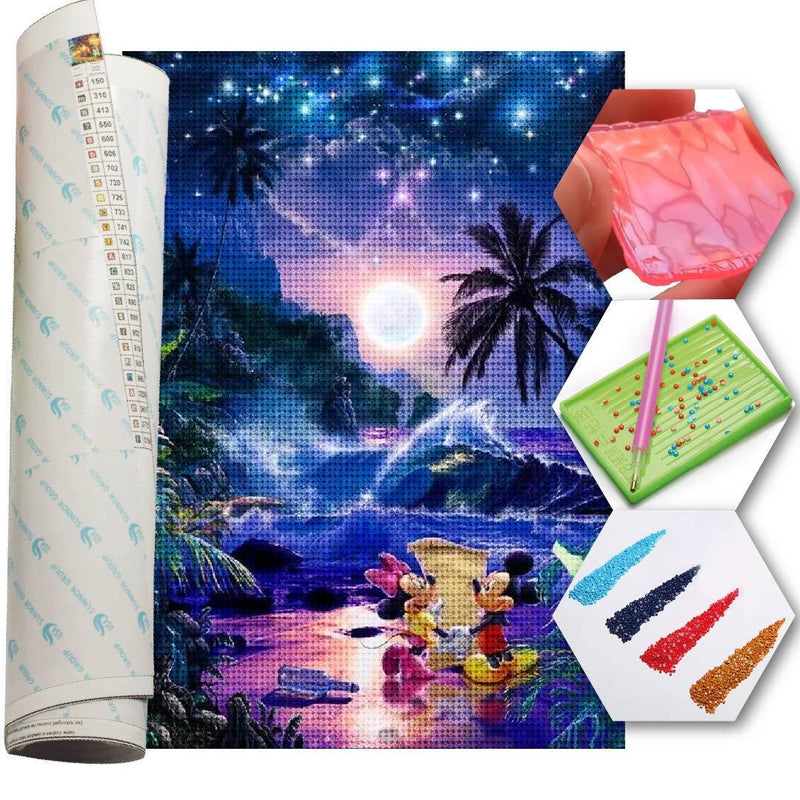 Kit Arte com Diamantes - Mickey e Minnie Por do Sol