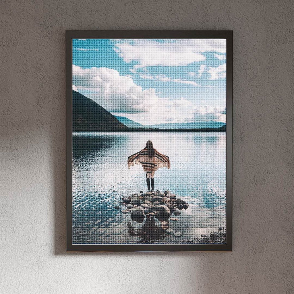 Kit Arte com Diamante - Moça no Lago