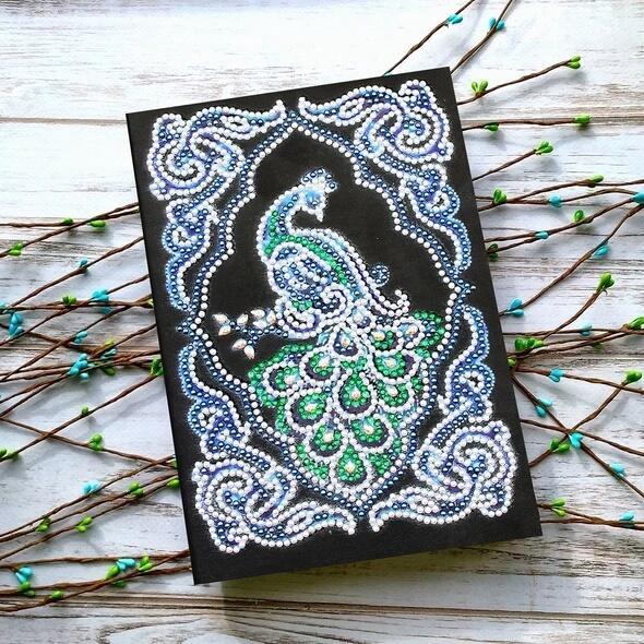 Caderno de pintura de diamante de pavão esmeralda