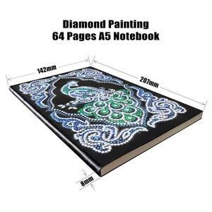Caderno de pintura de diamante de pavão esmeralda