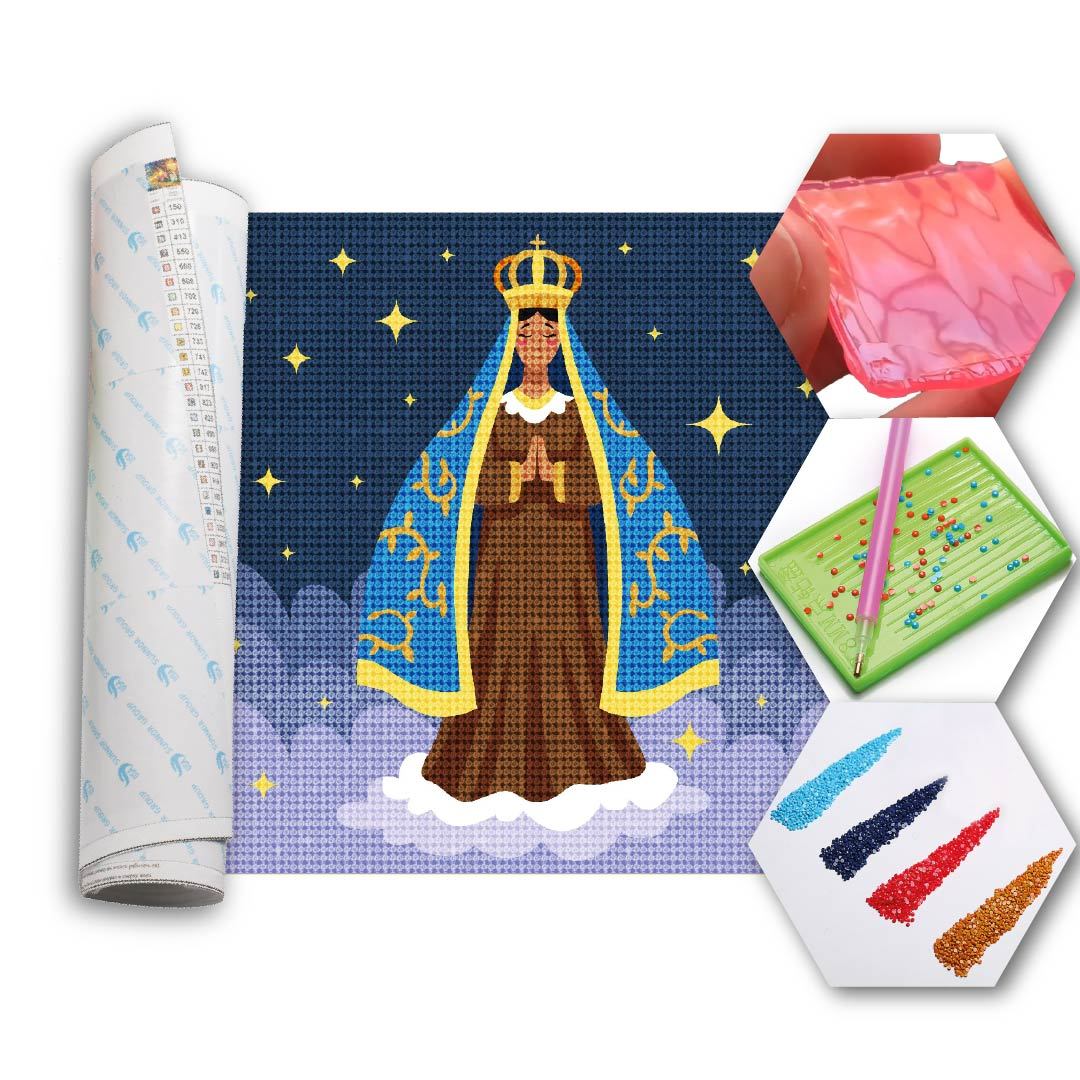 Kit Arte com Diamante - N. sra de Aparecida