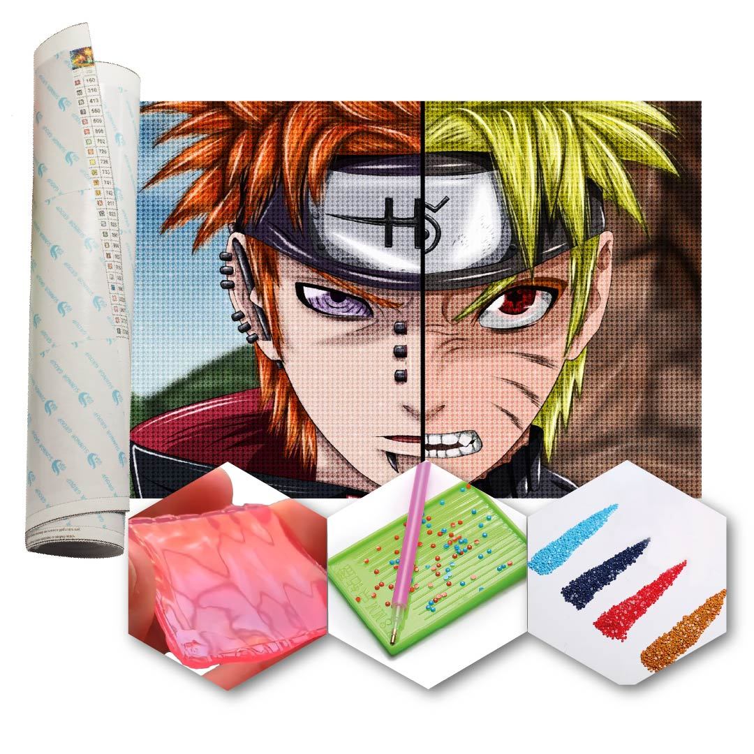 Kit Arte com Diamante - Naruto Uzumaki vs Pain