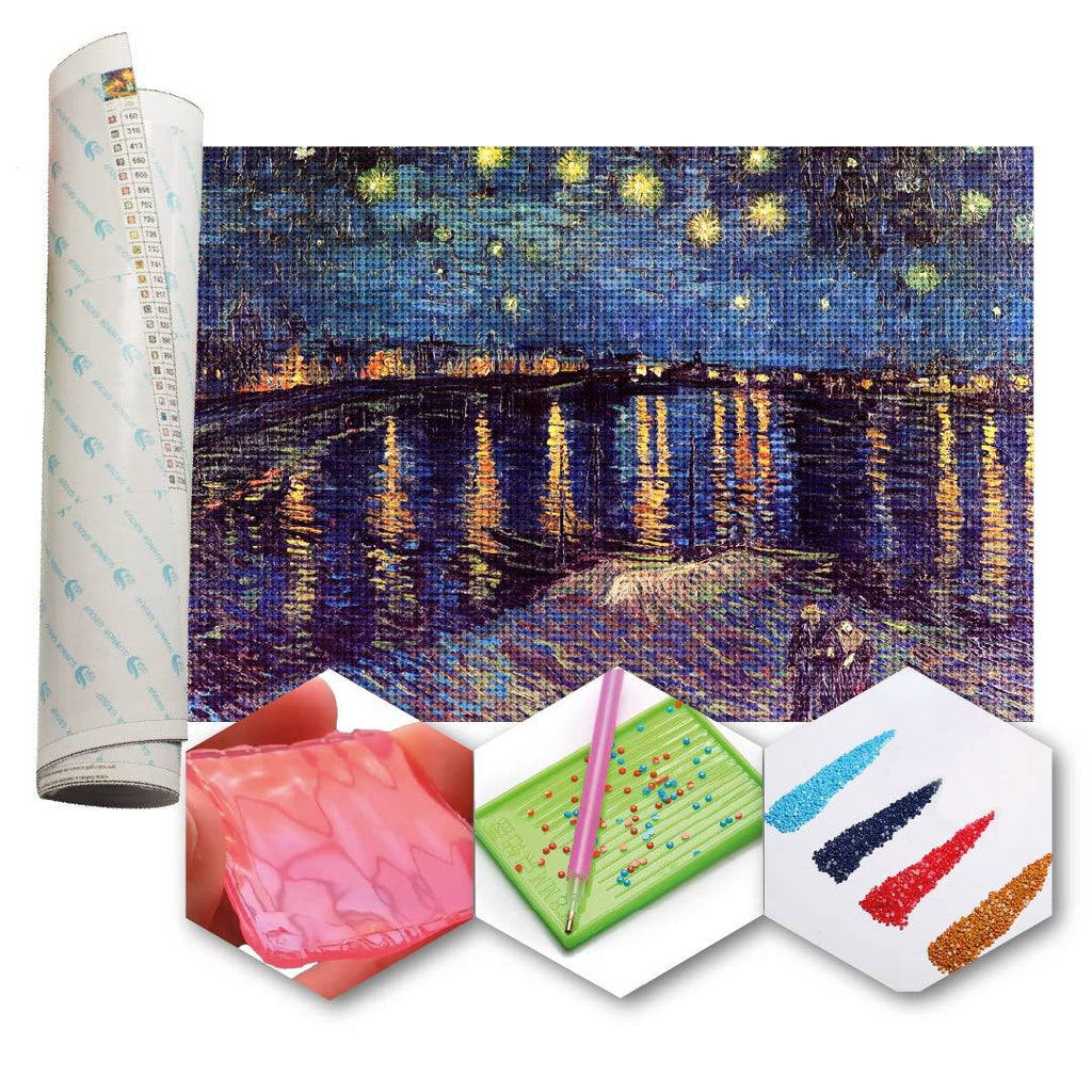 Kit Arte com Diamante Noite Estrelada Sobre o Ródano Kit Arte com Diamante Noite Estrelada Sobre o Ródano