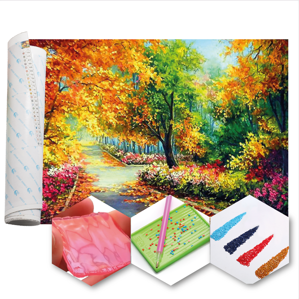 Kit Arte com Diamante - Paisagem de Outono