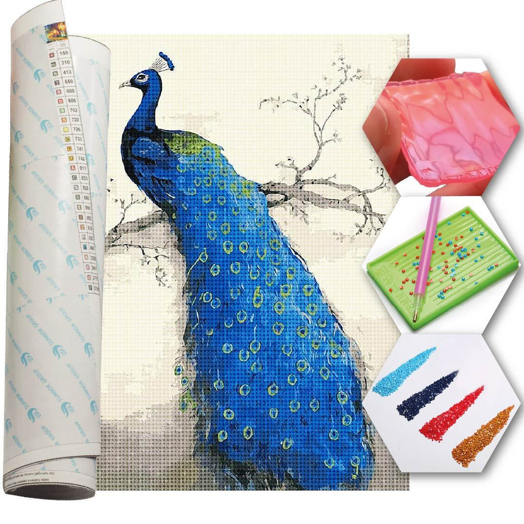 Kit Arte com Diamante - Pavão