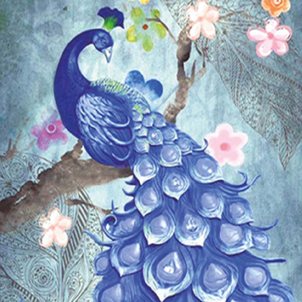 Kit Arte com Diamante - Pavão Azul