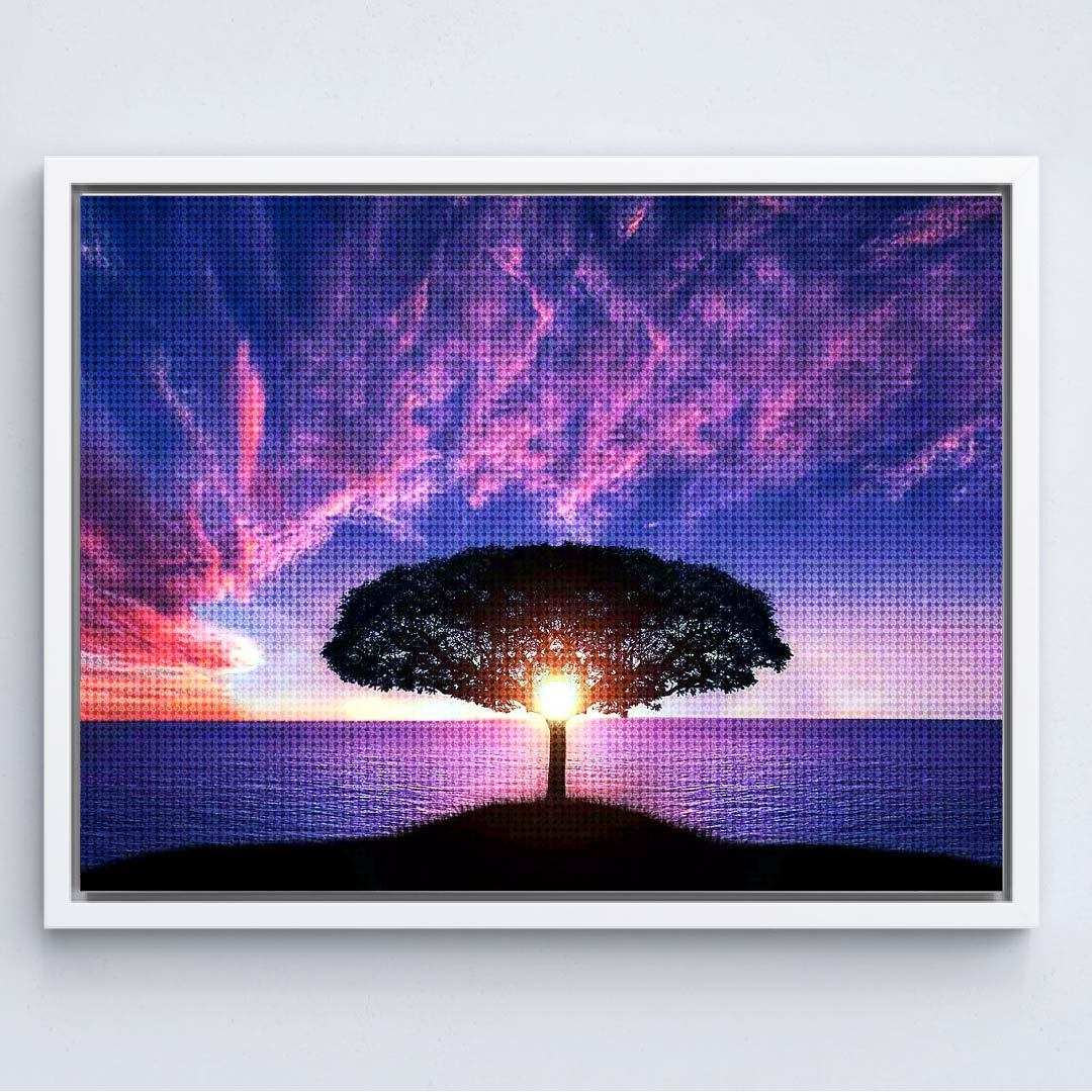 Kit Arte com Diamante - Por do Sol na Árvore