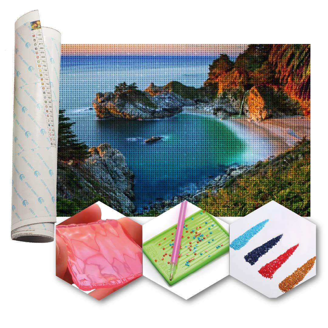 Kit Arte com Diamante - Por do Sol na Praia