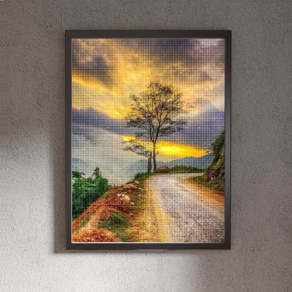 Kit Arte com Diamante - Por do Sol na Estrada