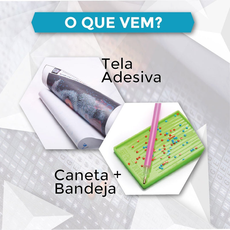 Kit Arte com Diamante - Onça Neon