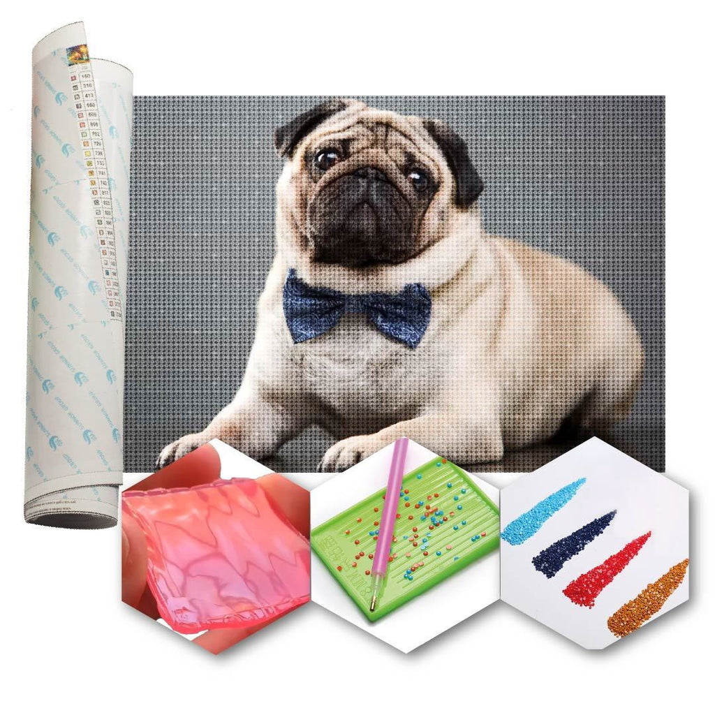 Kit Arte com Diamante - Pug de Gravata
