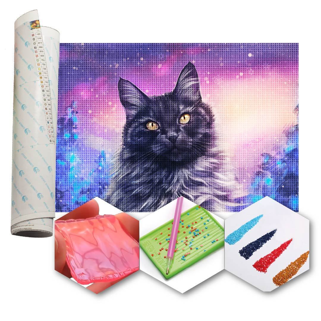 Kit Arte com Diamante - Purple Cat