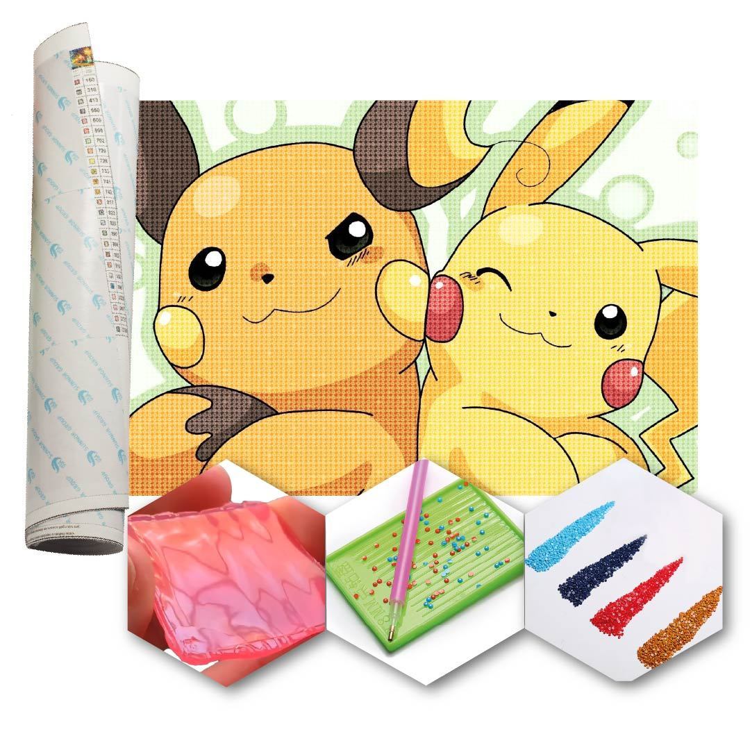 Kit Arte com Diamante - Raichu e Pikachu