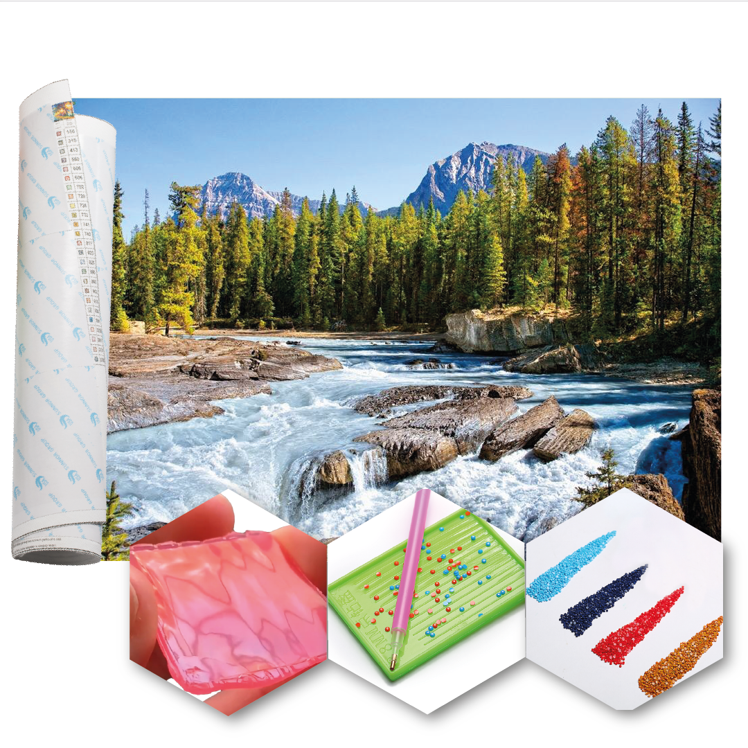 Kit Arte com Diamante - Riacho com Pinheiros
