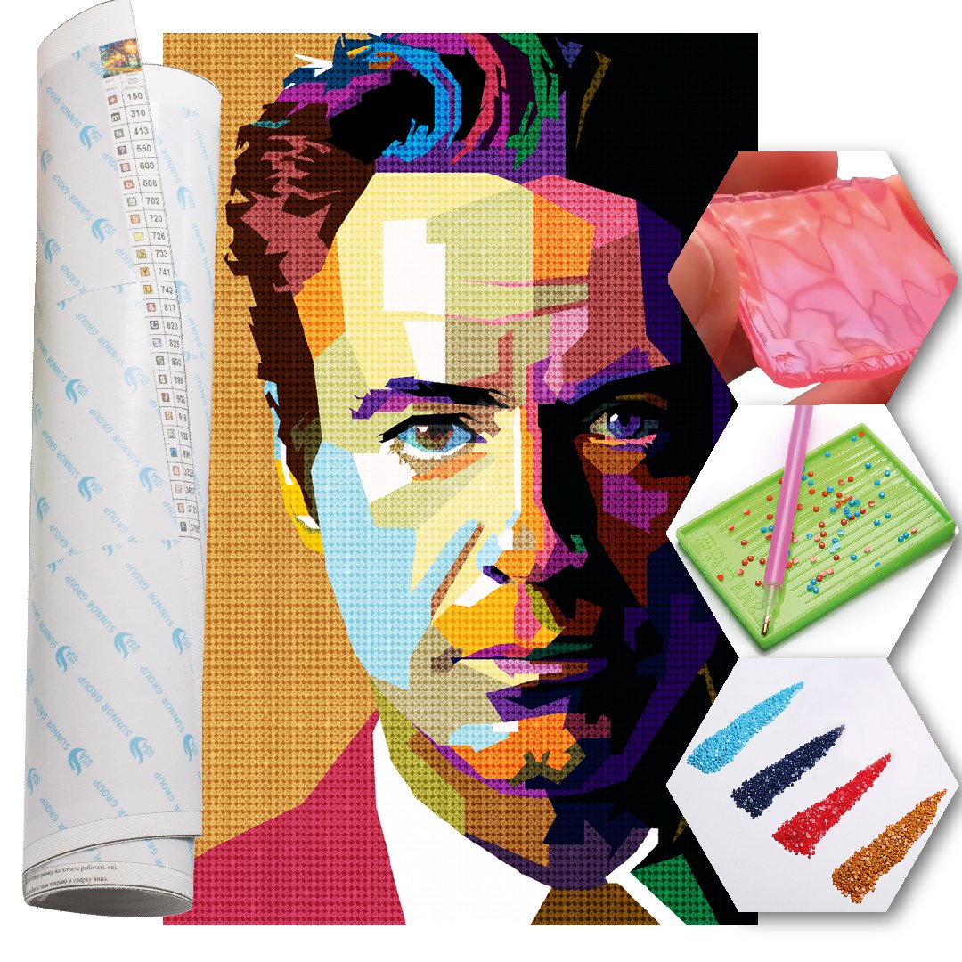 Kit Arte com Diamante - Robert Downey Jr Pop Art
