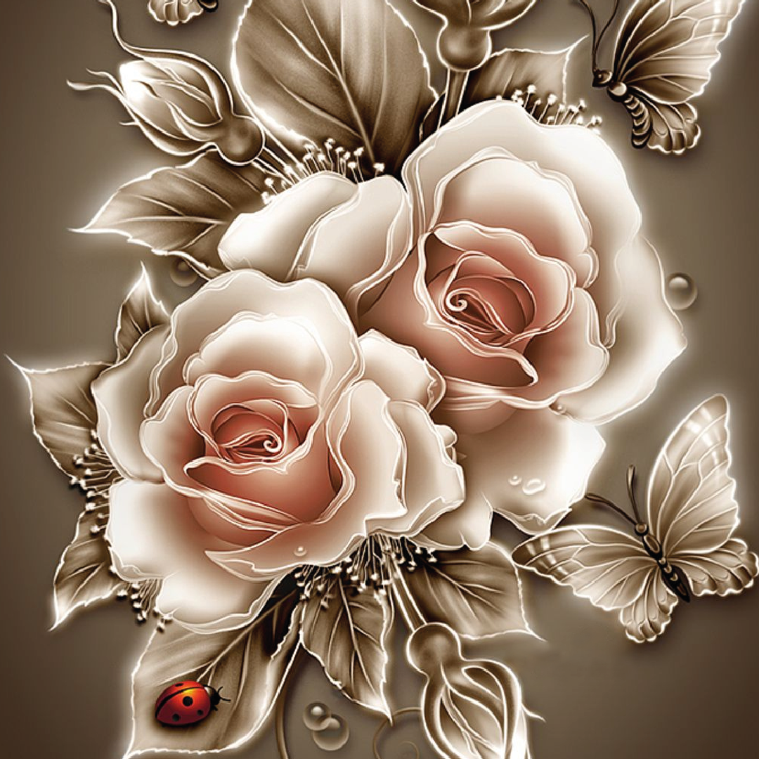 Kit Arte com Diamante - Rosa Iluminada
