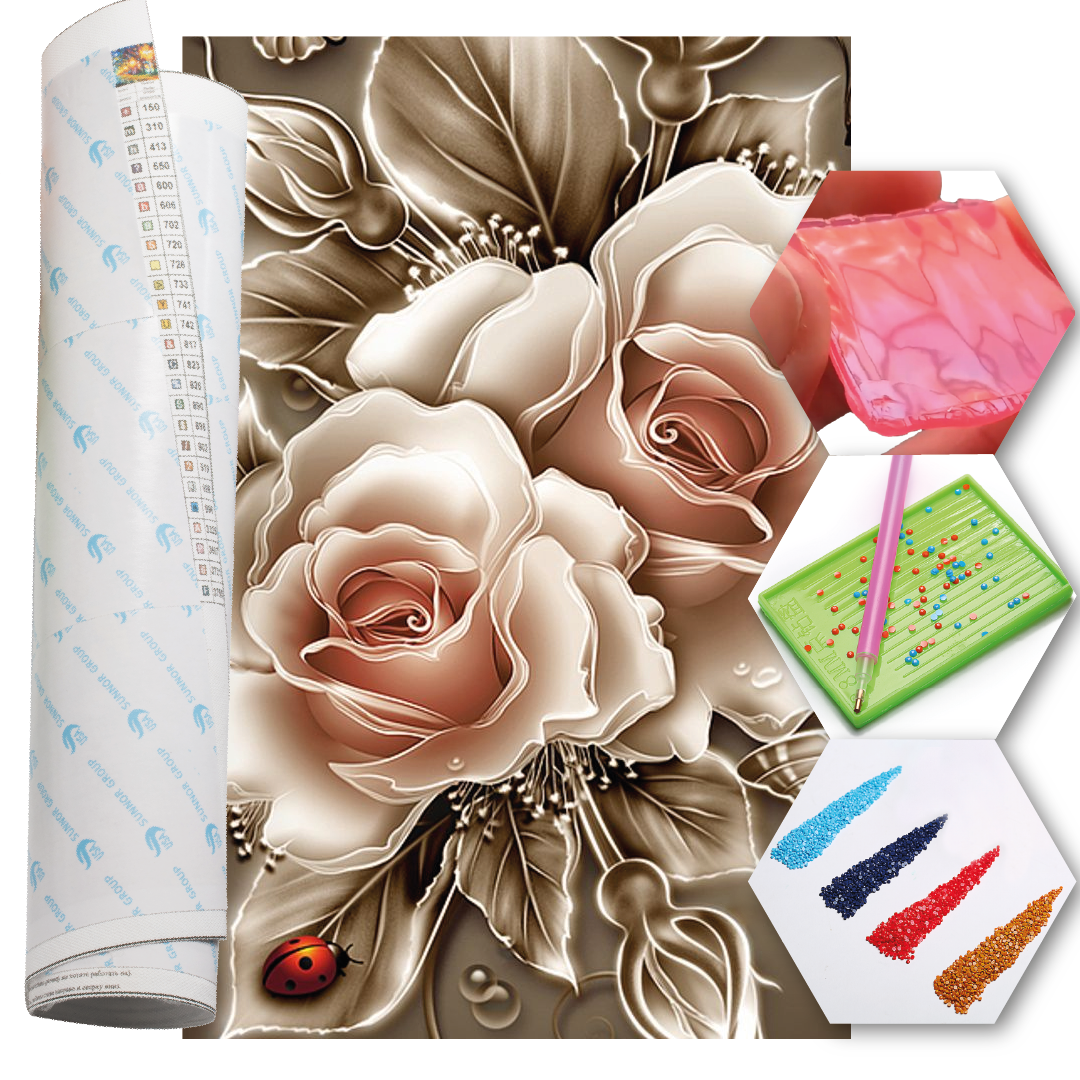 Kit Arte com Diamante - Rosa Iluminada