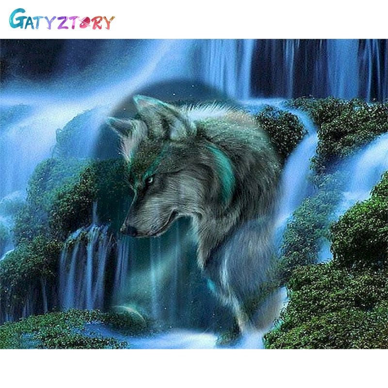 Kit pintura numerada  - lobo azul