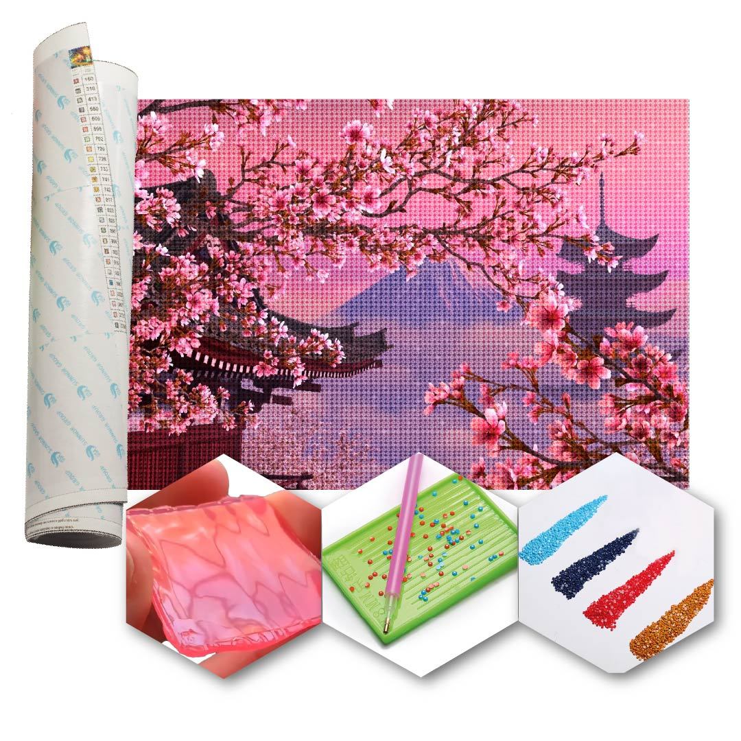 Kit Arte com Diamante - Sakura Japão
