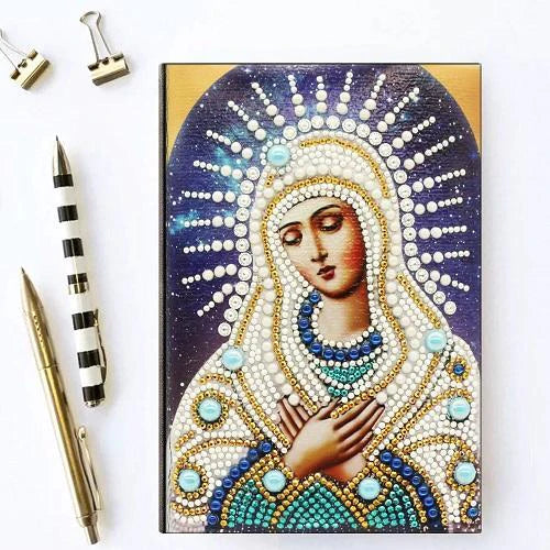 Caderno de pintura com diamantes da Virgem Maria