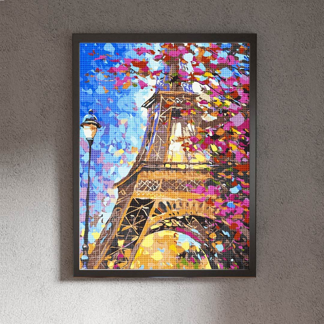 Kit Arte com Diamante - Torre Eiffel e Flores