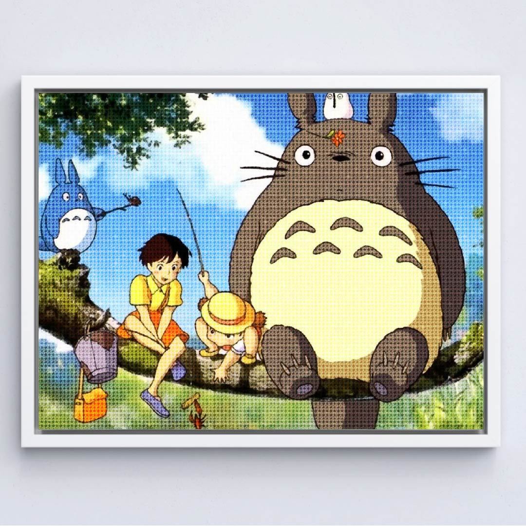 Kit Arte com Diamante - Totoro Na Árvore