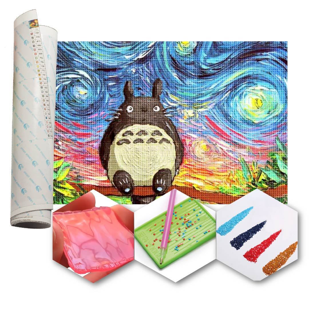 Kit Arte com Diamante - Totoro Starry Night