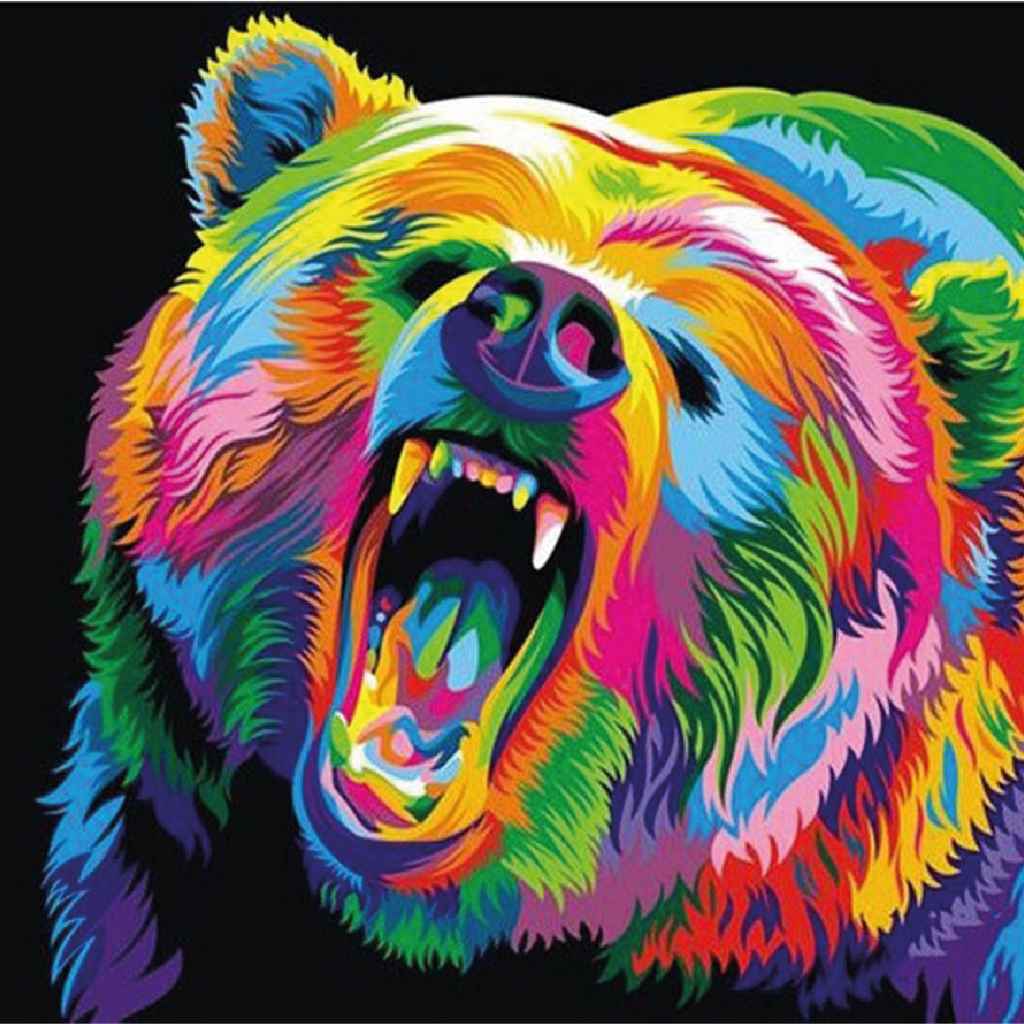 Kit Arte com Diamante - Urso Psicodélico