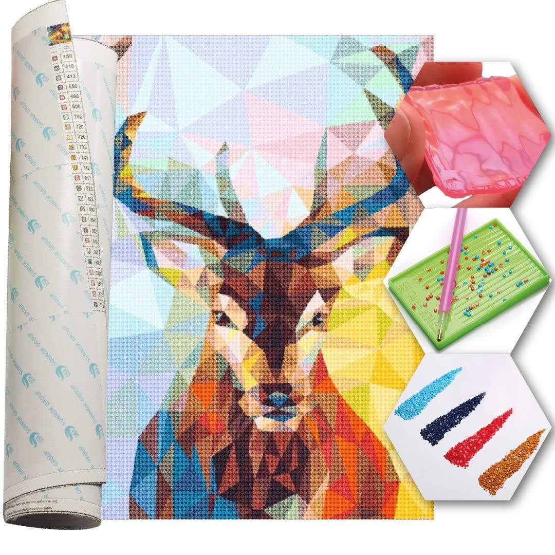 Kit Arte com Diamante - Veado Mosaico