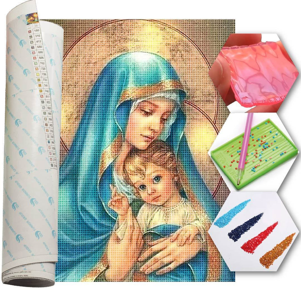 Kit Arte com Diamante - Virgem Maria e Jesus