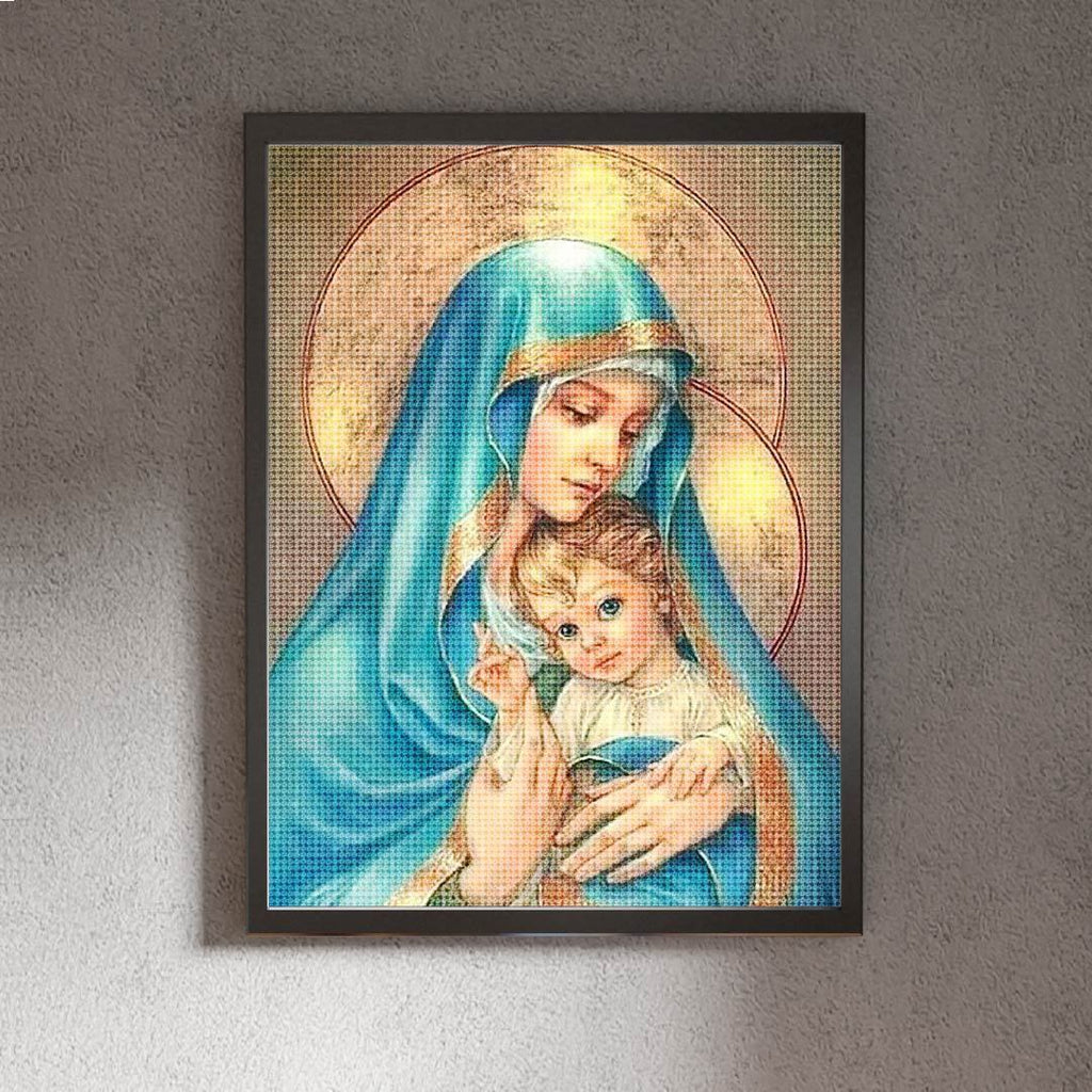Kit Arte com Diamante - Virgem Maria e Jesus
