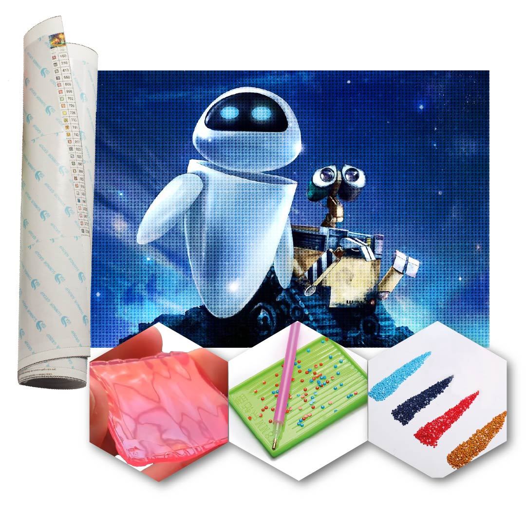 Kit Arte com Diamante - Wall-e e Eva