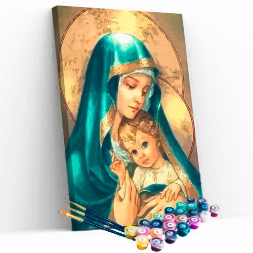 Kit pintura numerada  - Santa Maria e Jesus